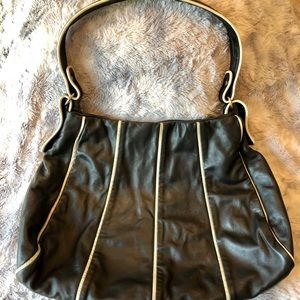 Armani Exchange Black Leather Hobo Bag